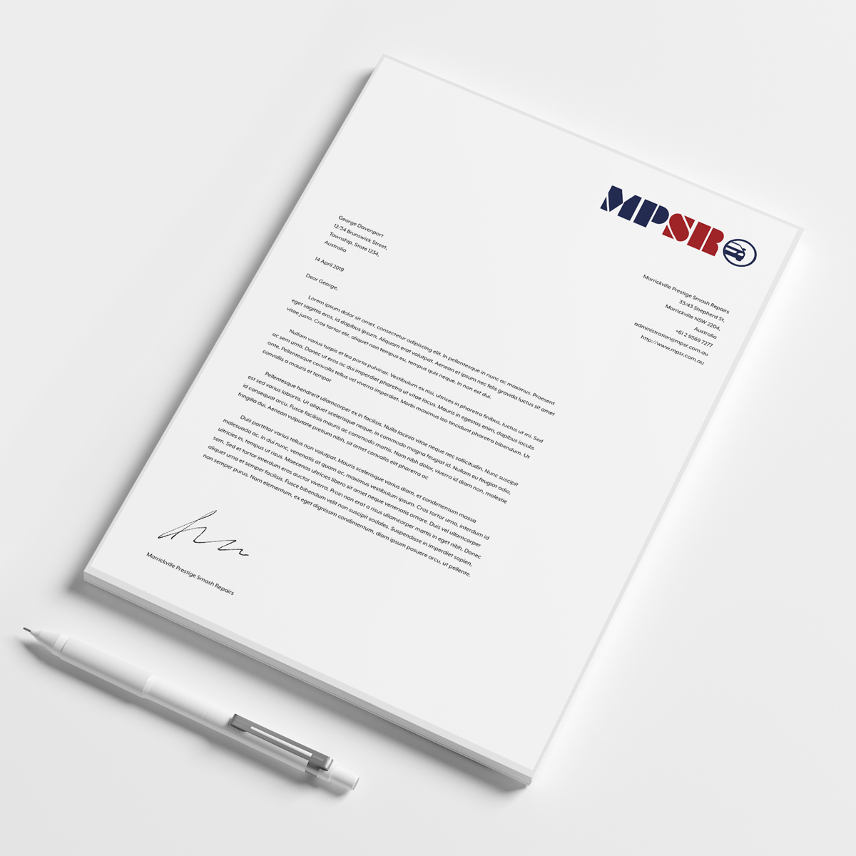 MPSR Letterhead design mockup